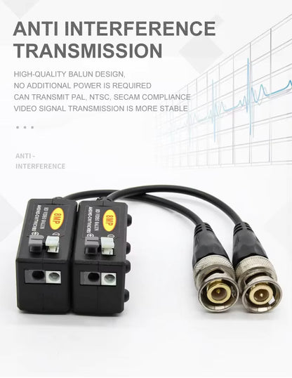 Passive HD video balun transmitter for CCTV surveillance cameras up to 8MP