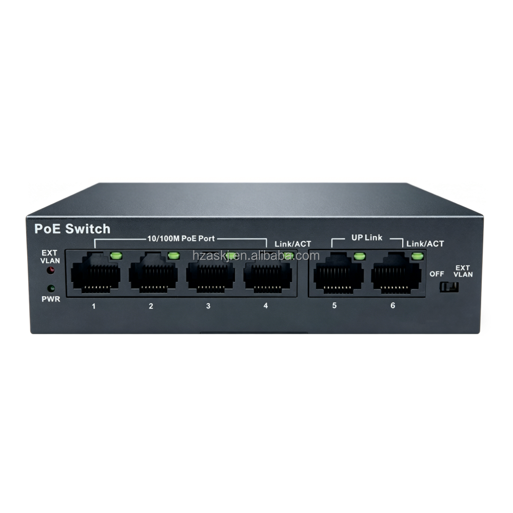 Switch PoE Gigabit 4 ports avec protection contre la foudre 4KV, caméras de sécurité IP gérées en métal, alimentation 52V 48W