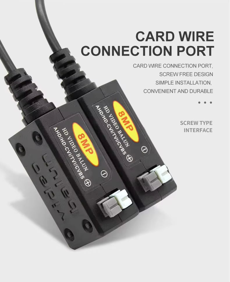 Passive HD video balun transmitter for CCTV surveillance cameras up to 8MP